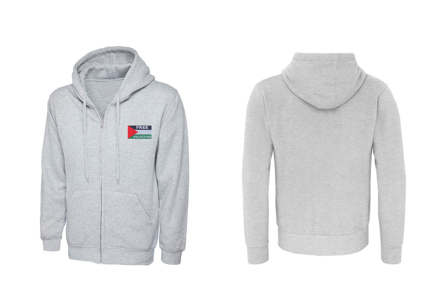 Palestine Zip Hoodie Embroidered Flag Patch